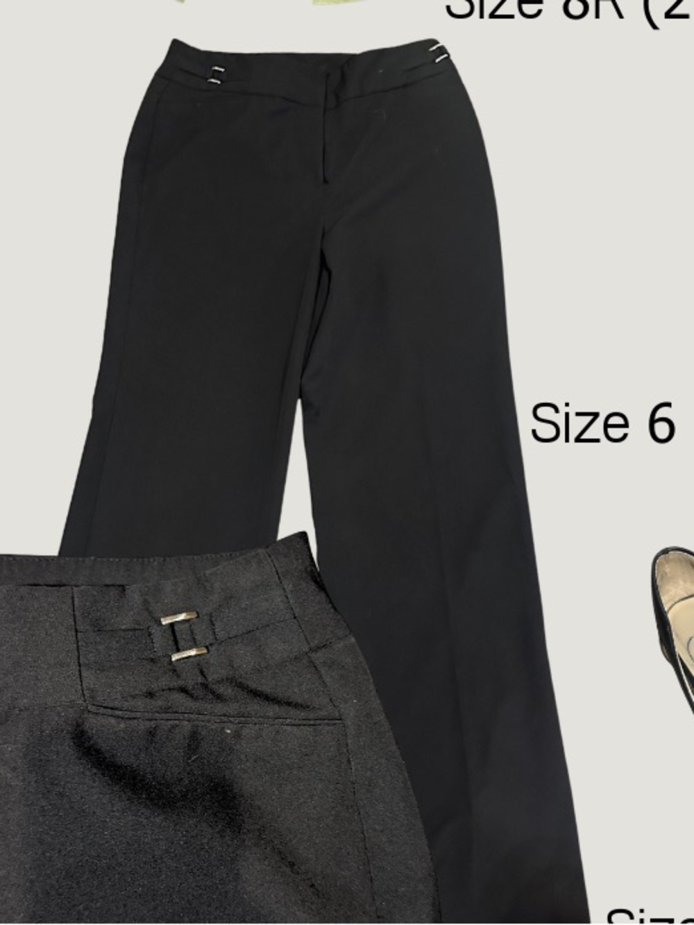 Wide Leg Black Dress Pants with Subtle Buckle Detail